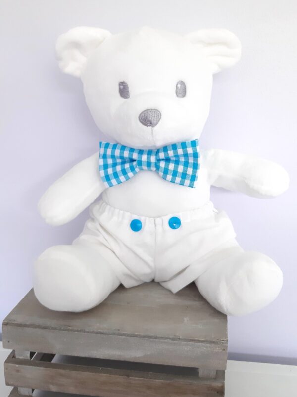 Ourson Fait Main personnalisé bleu vichy