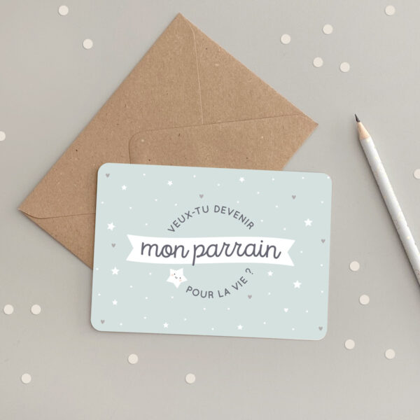 Carte pour annoncer parrain bleu