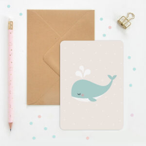 Carte baleine zu pour enfant, naissance, anniversaire