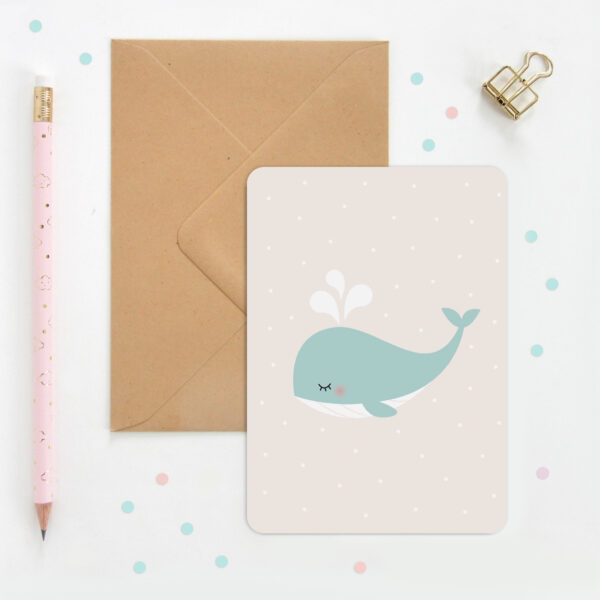 Carte baleine zu pour enfant, naissance, anniversaire