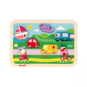 Puzzle Chunky Véhicules 7 pièces de la marque Janod