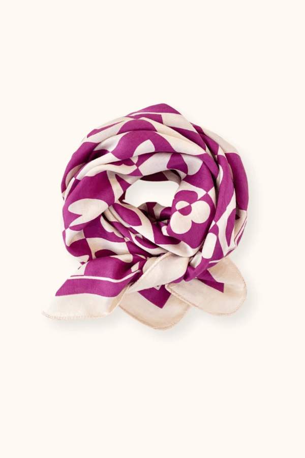 Grand foulard Palika Damier Fuchsia de la marque Apaches Collections