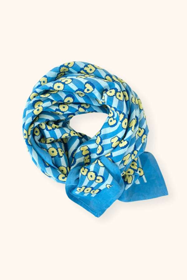 Grand foulard Latika Pop Corn – Océan de la marque Apaches Collections