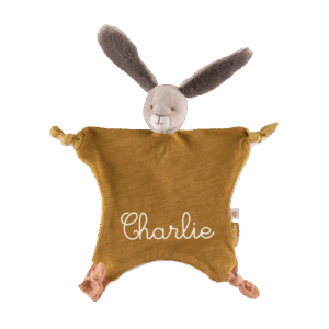 Doudou Lapin ocre personnalisé Moulin Roty