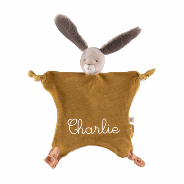 Doudou Lapin ocre personnalisé Moulin Roty