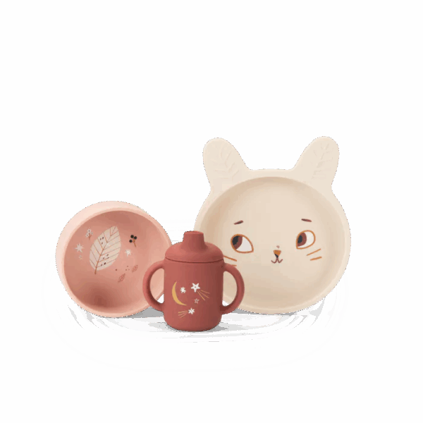 Set vaisselle silicone collection après la pluie de la marque Moulin Roty