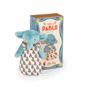 Bébé Pablo Éléphant de la collection Les Minouchkas Moulin Roty, poupée articulée 16 cm