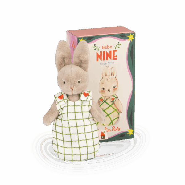 Bébé Nine la lapine de la collection Les Minouchkas Moulin Roty, poupée articulée 16 cm