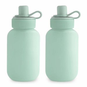 Mushie Silicone Puree Pouch bleu 2-pièces, poches alimentaires réutilisables
