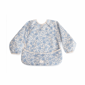 Bavoir manches longues fleurs Bleues Mushie — bavoir imperméable à manches longues