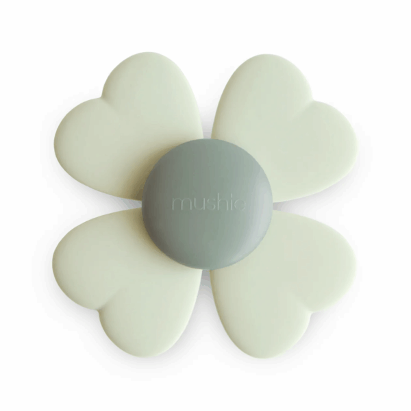 Mushie Jouet tournant trèfle – jouet sensoriel à succion en silicone
