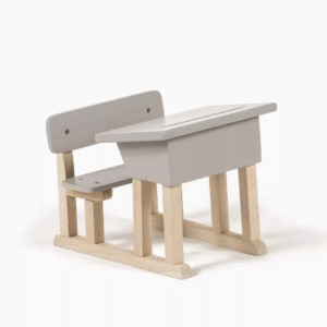 Pupitre écolier simple Minikane en bois gris poudré – vue de face