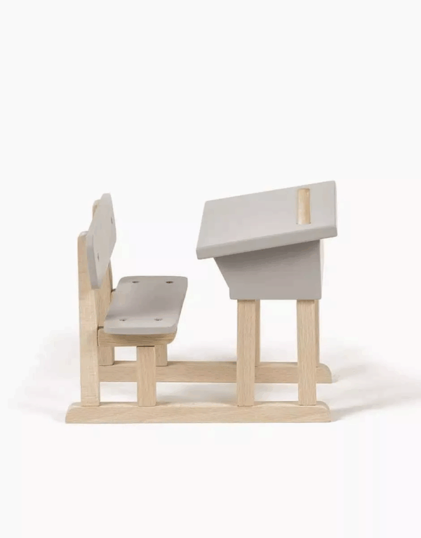 Minikane - Pupitre écolier simple Minikane en bois gris poudré – Image 3