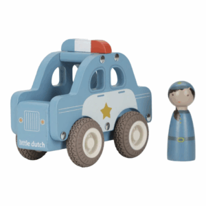 Voiture de police en bois Bleu Essentials Little Dutch – vue de face