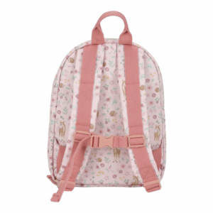 Dos du sac à dos Little Dutch Fairy Garden rose pour fille, motifs fleuris et féériques