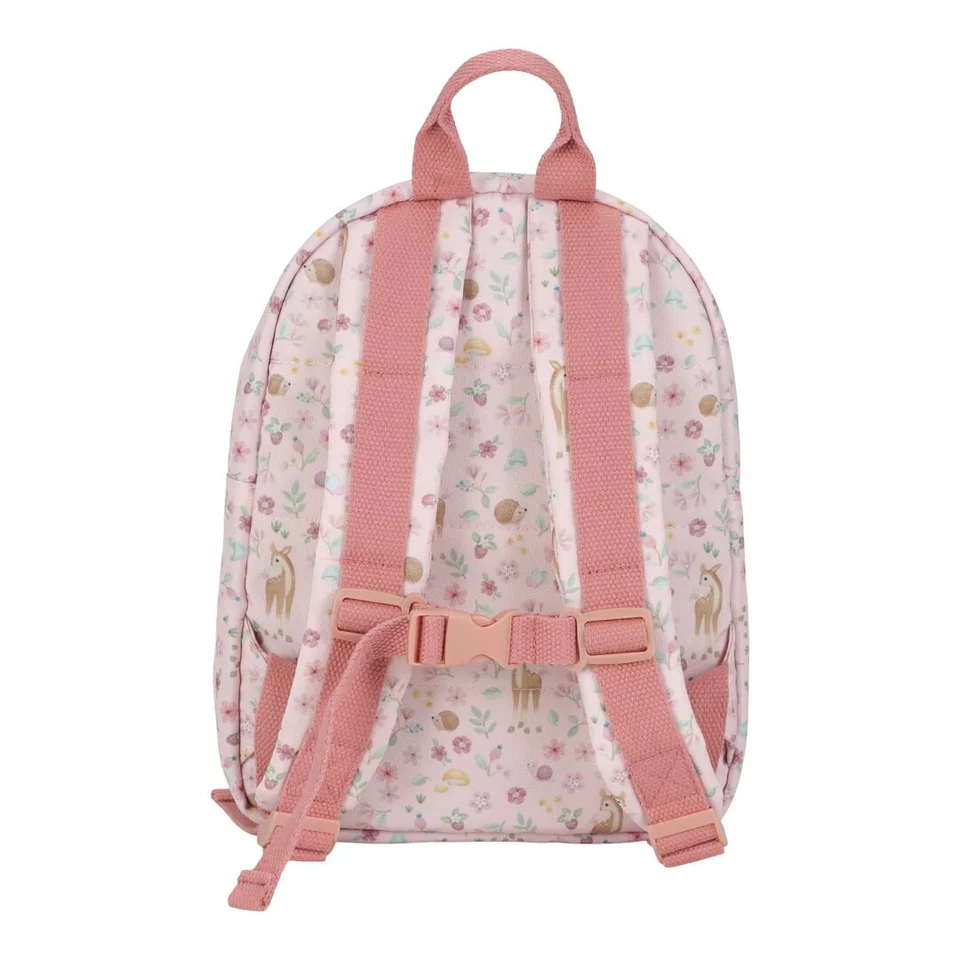 Dos du sac à dos Little Dutch Fairy Garden rose pour fille, motifs fleuris et féériques