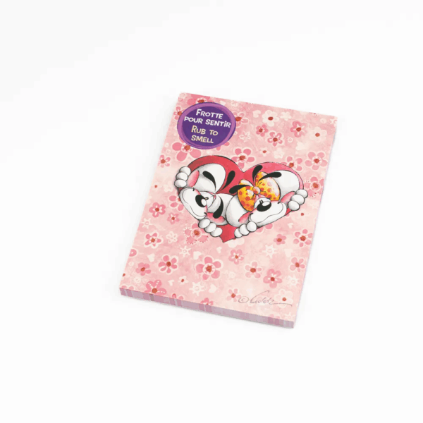 Bloc parfumé A6 Diddl avec illustration frontale rose cœur