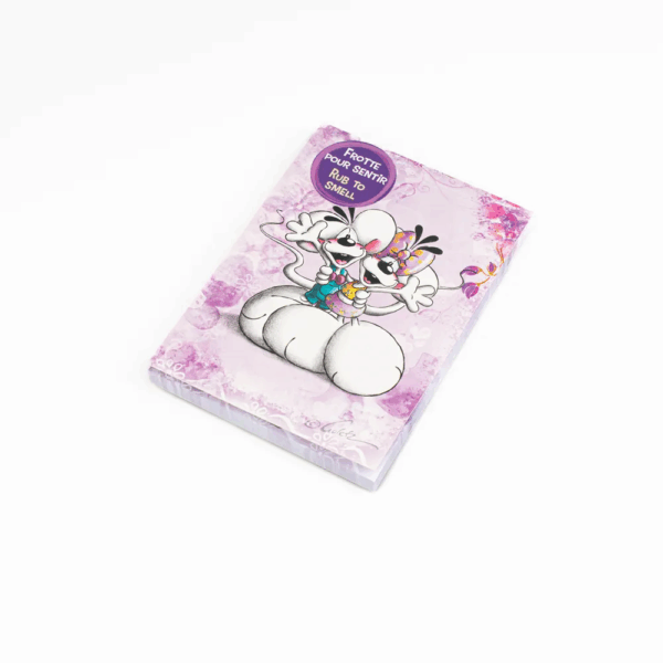Bloc parfumé A6 Diddl avec illustration frontale violet