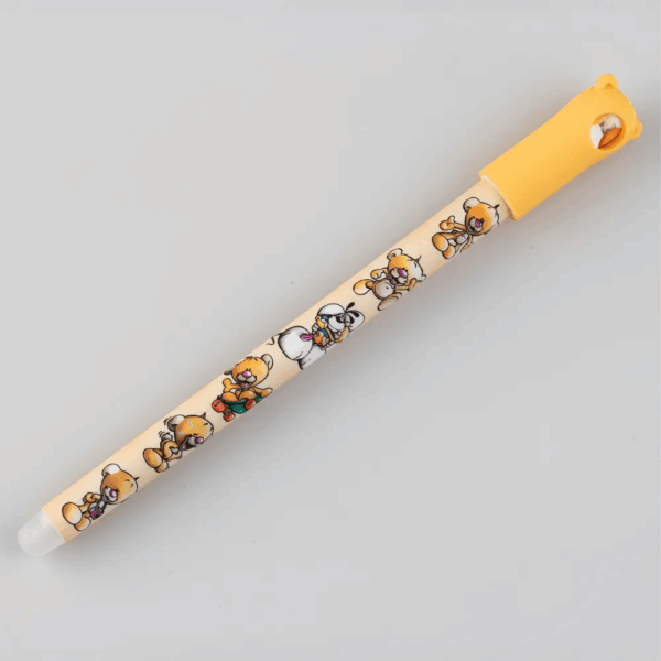 Stylo Twist effaçable Pimboli décoré, vue de face