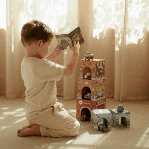 Set blocs empilables avec voitures multicolore Little Dutch – vue complète