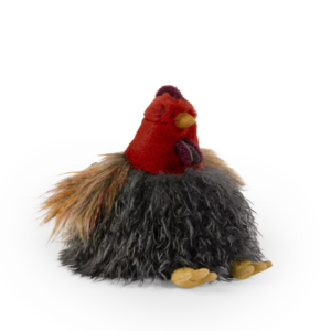 Peluche poule Moulin Roty aux poils longs Tout Autour du Monde